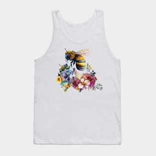 Floral Bee Watercolor Tank Top